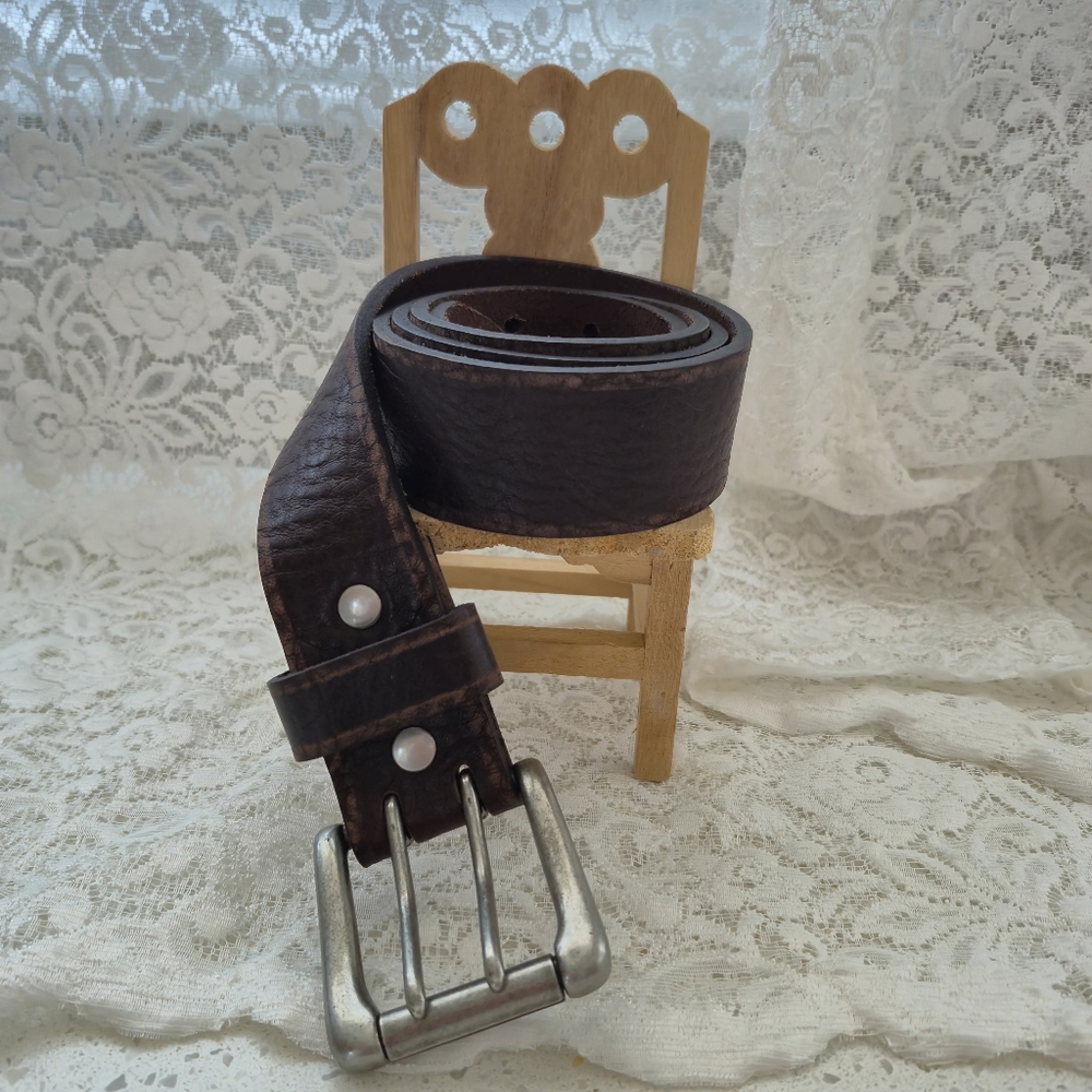 Two Prong Brown Leather Belt S Large  Old Navy